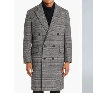 NWT NORDSTROM Glen Plaid Houndstooth Wool Blend Topcoat Men sz Large
